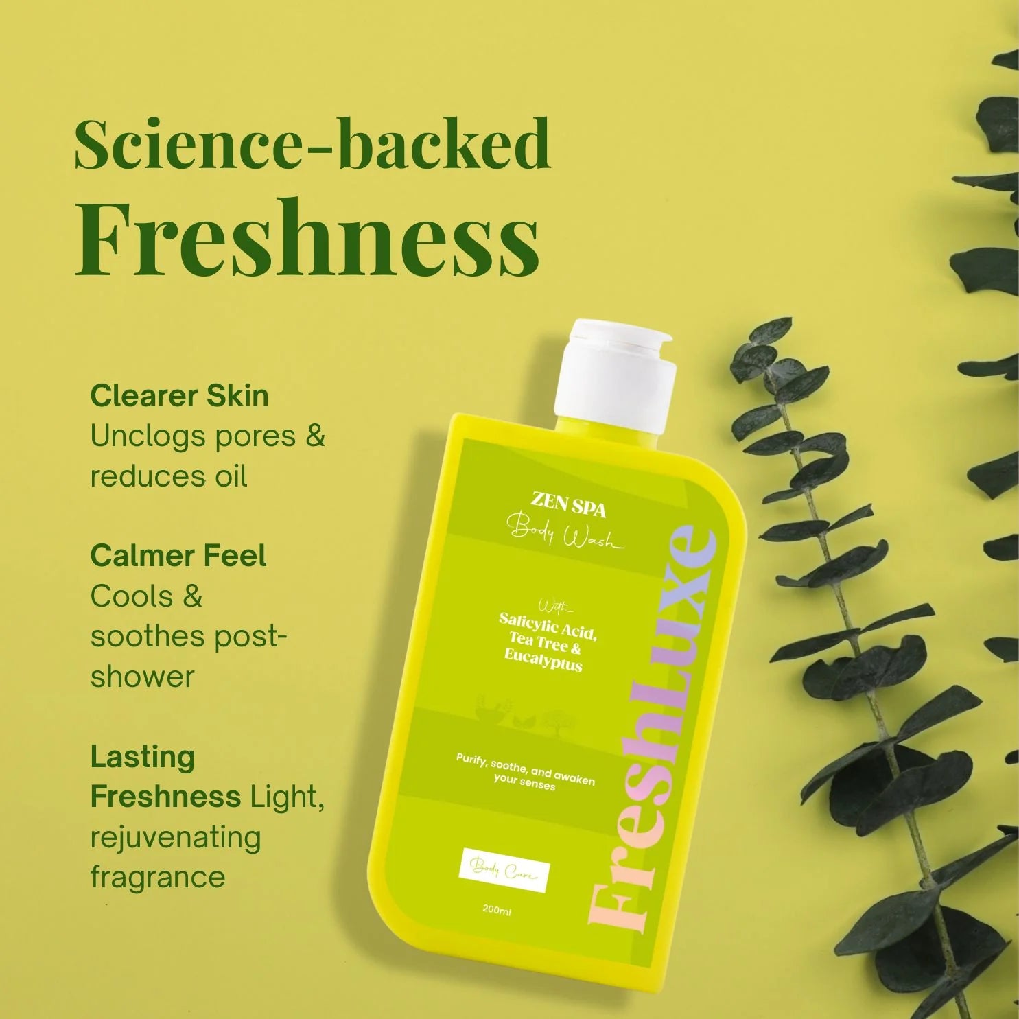 FreshLuxe Zen Spa Body Wash | Soothing & Anti-Bacterial | 200 ml | 400 ml