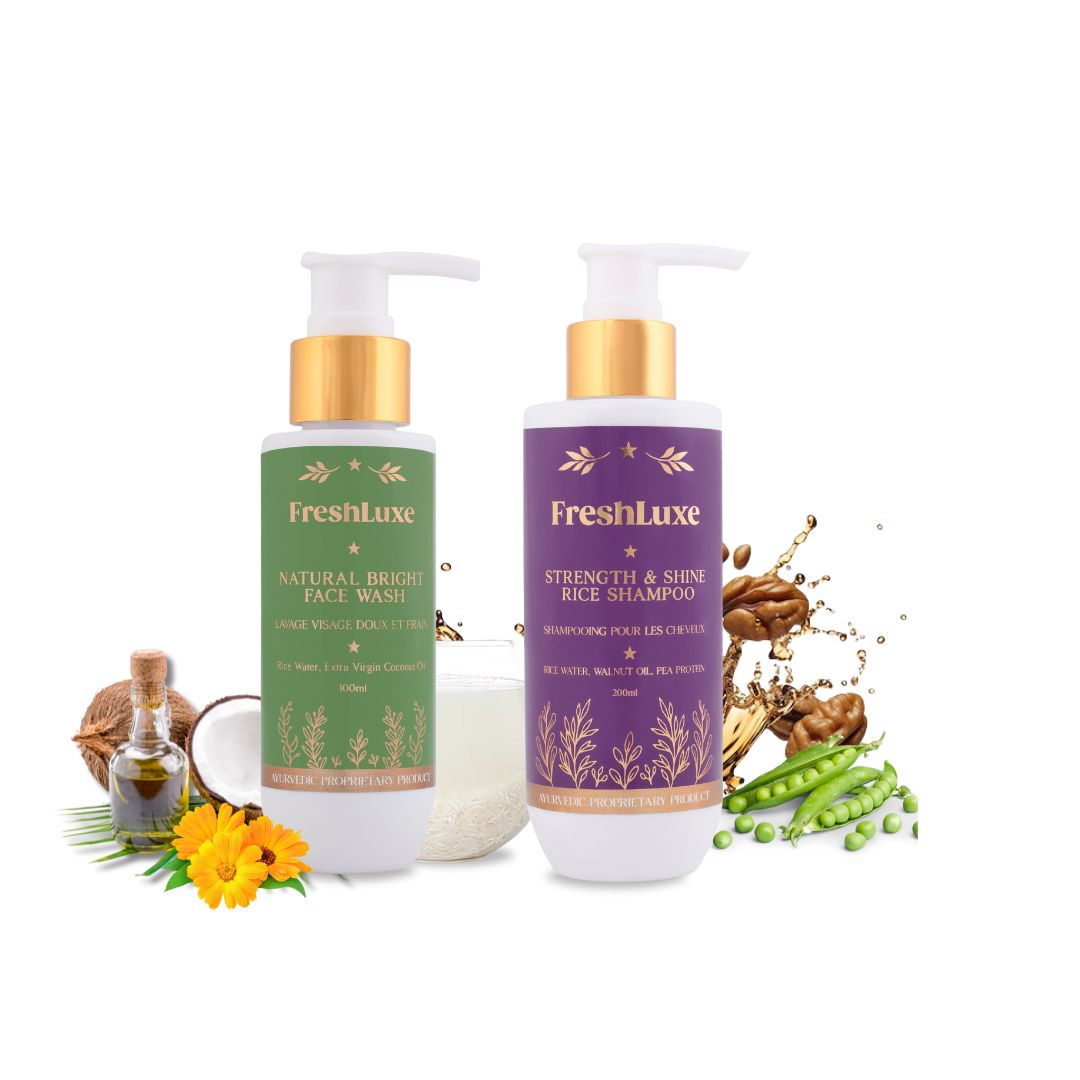 Strength & Shine Rice Water Shampoo & Natural Bright Facewash