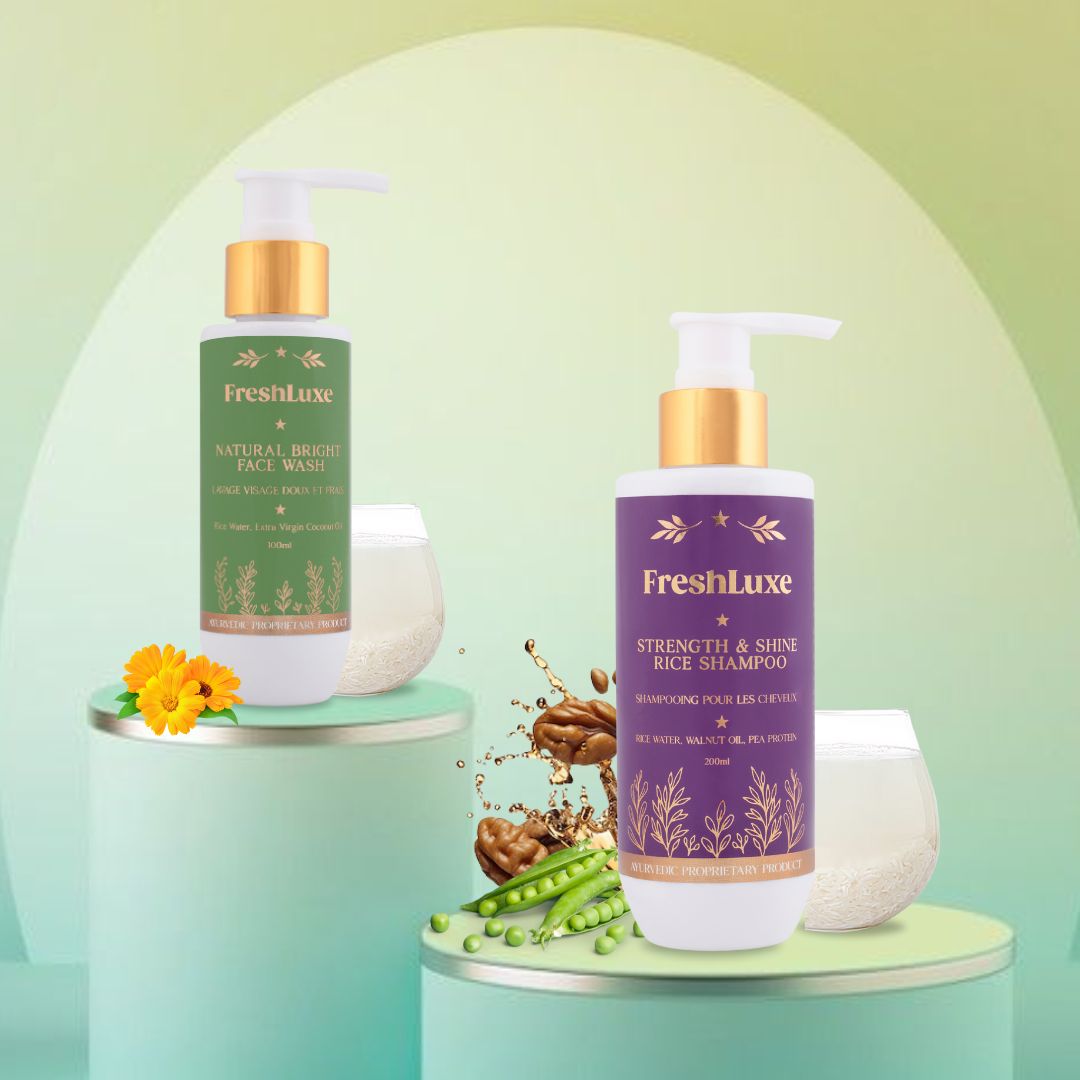 Strength & Shine Rice Water Shampoo & Natural Bright Facewash