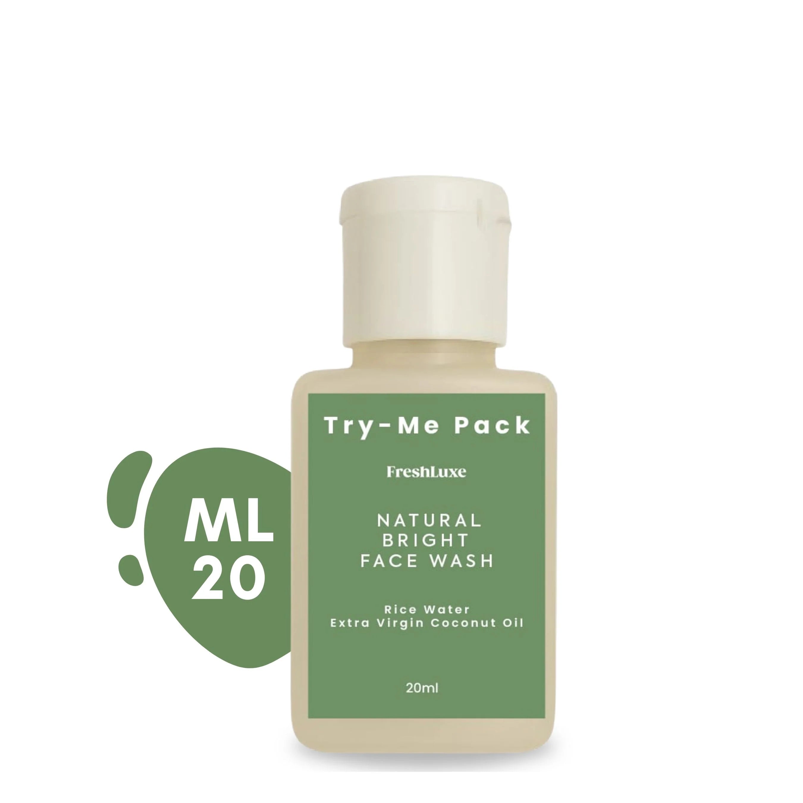 Natural Bright Facewash with Rice Water & Extra Virgin Coconut Oil | For Deep Cleansing & Naturally Bright Skin- 20ml