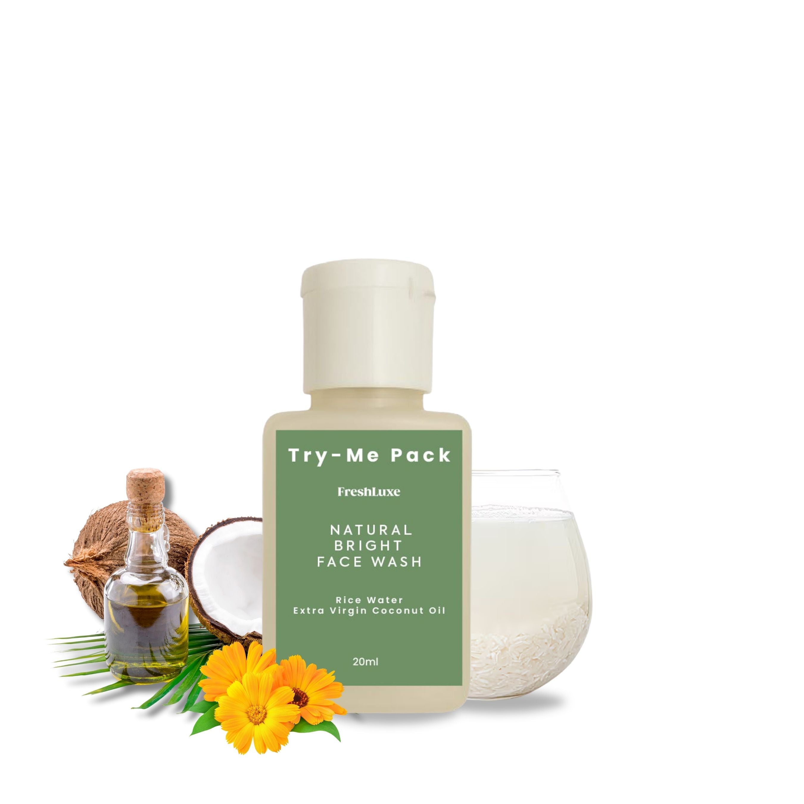 Natural Bright Facewash with Rice Water & Extra Virgin Coconut Oil | For Deep Cleansing & Naturally Bright Skin- 15ml