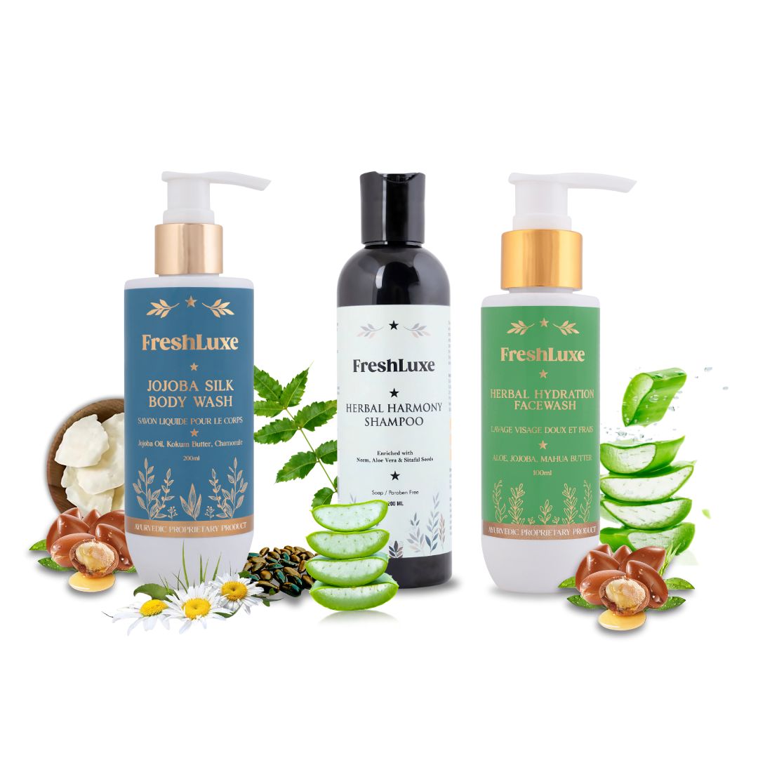 Herbal Harmony Shampoo, Herbal Hydration Facewash & Jojoba Silk Bodywash