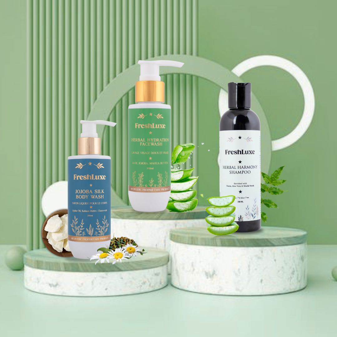 Herbal Harmony Shampoo, Herbal Hydration Facewash & Jojoba Silk Bodywash