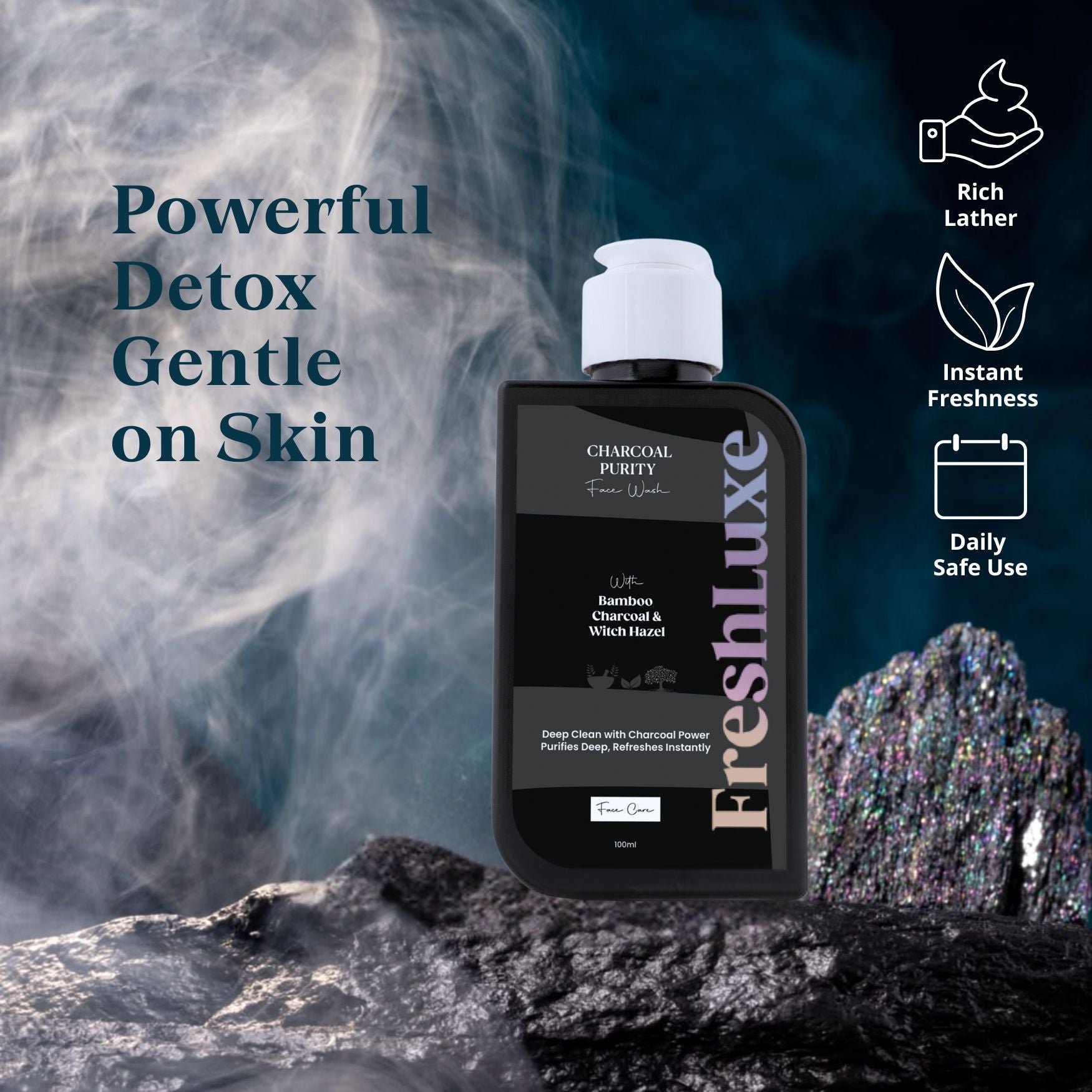 Charcoal Purity Facewash | Deep Cleansing & Detox | Bamboo Charcoal & Witch Hazel- 100ml