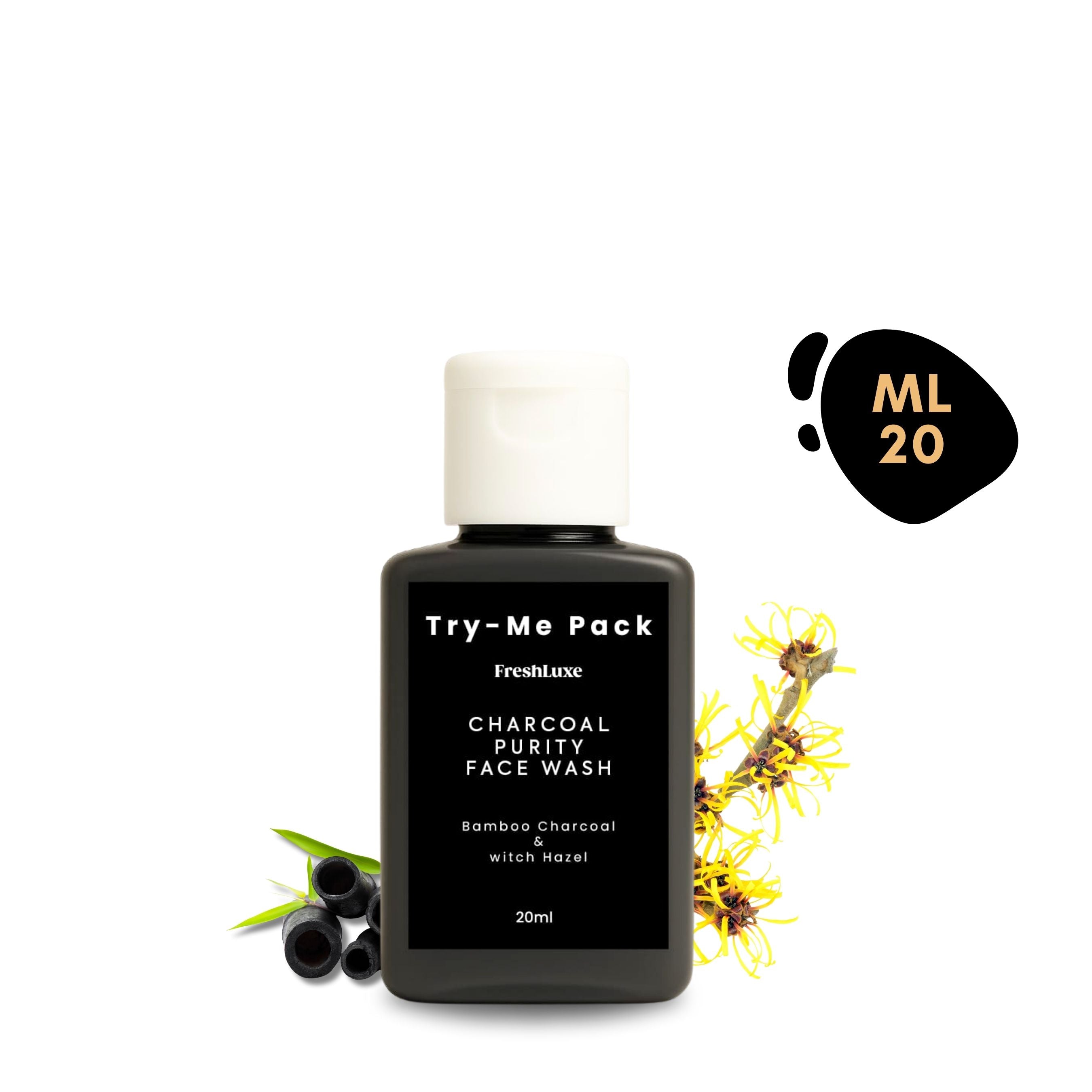 Charcoal Purity Facewash | Deep Cleansing & Detox | Bamboo Charcoal & Witch Hazel- 15 ml