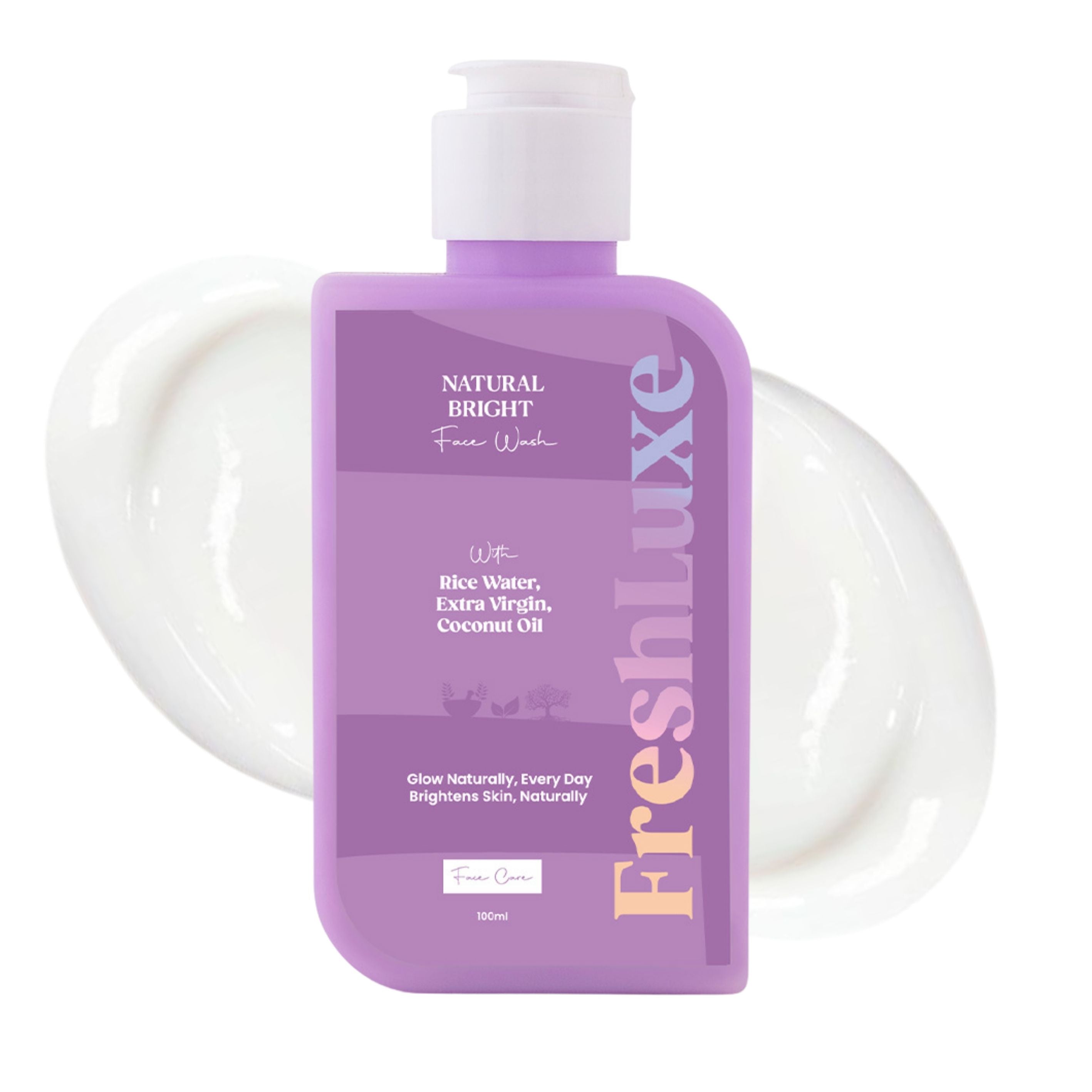 Natural Bright Facewash with Rice Water & Extra Virgin Coconut Oil | For Deep Cleansing & Naturally Bright Skin- 100ml
