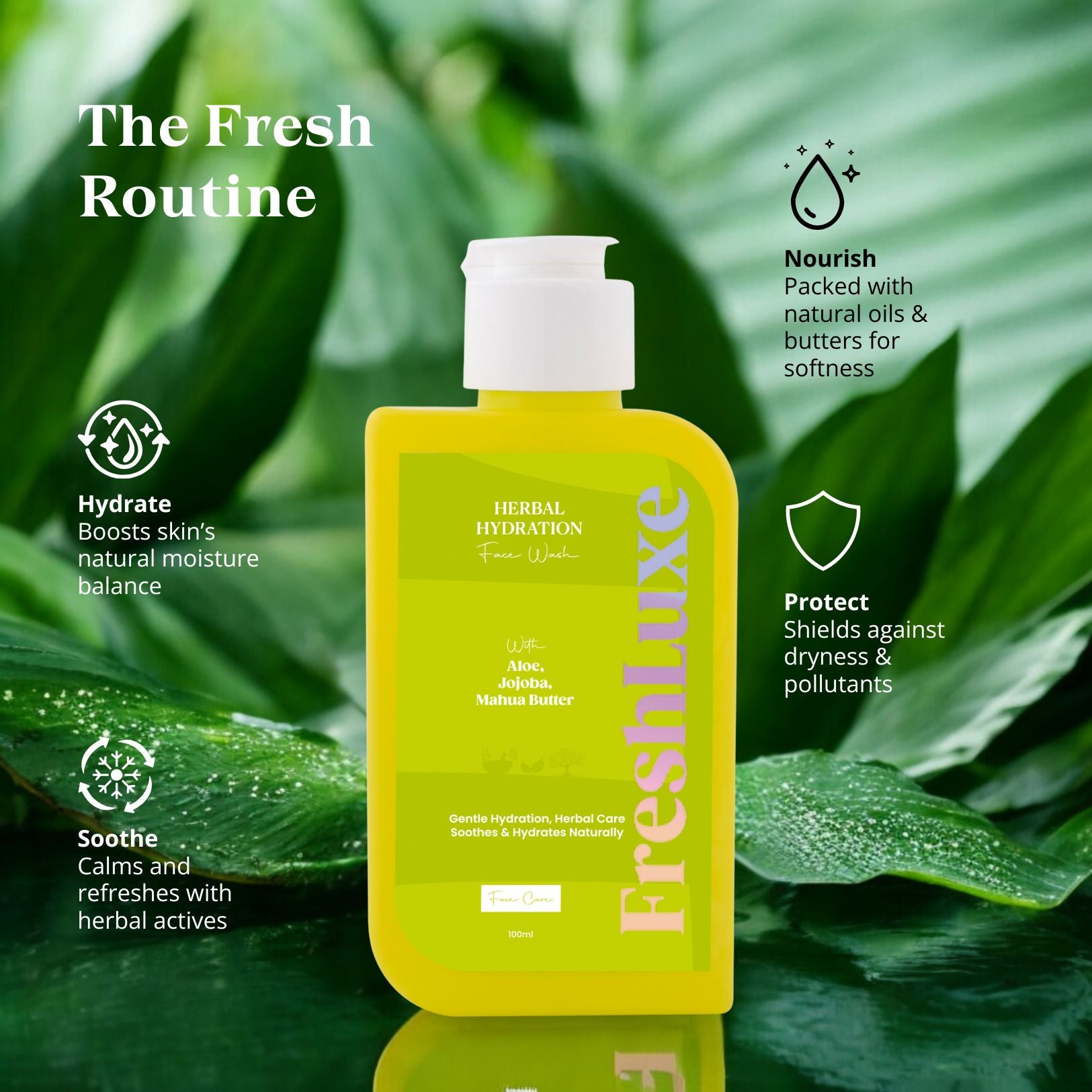 Herbal Hydration Facewash | Aloe Vera & Neem | Gentle Cleanse & Deep Moisture- 100ml