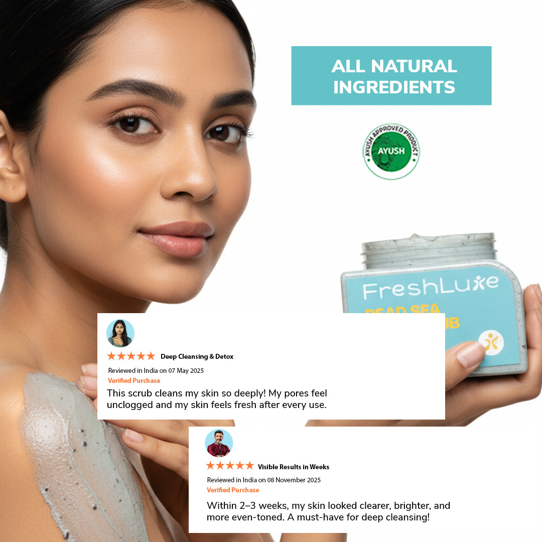 Dead Sea Mud Face & Body Scrub | Lactic Acid for Detan, Exfoliation & Skin Brightening | 200gm