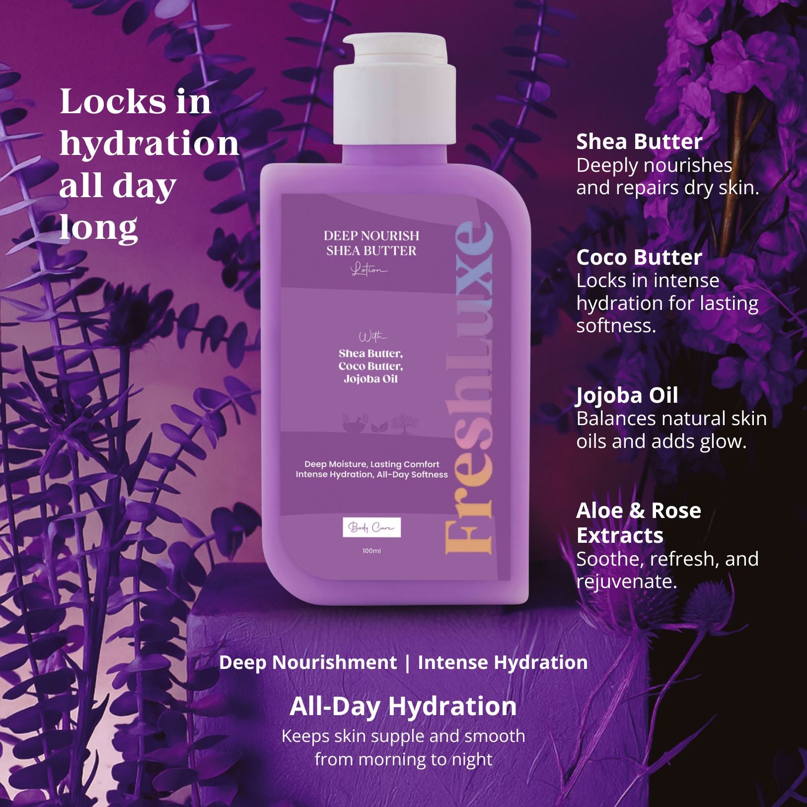 Deep Nourish Shea Butter & Cocoa Butter Lotion | For Intense Hydration- 200ml