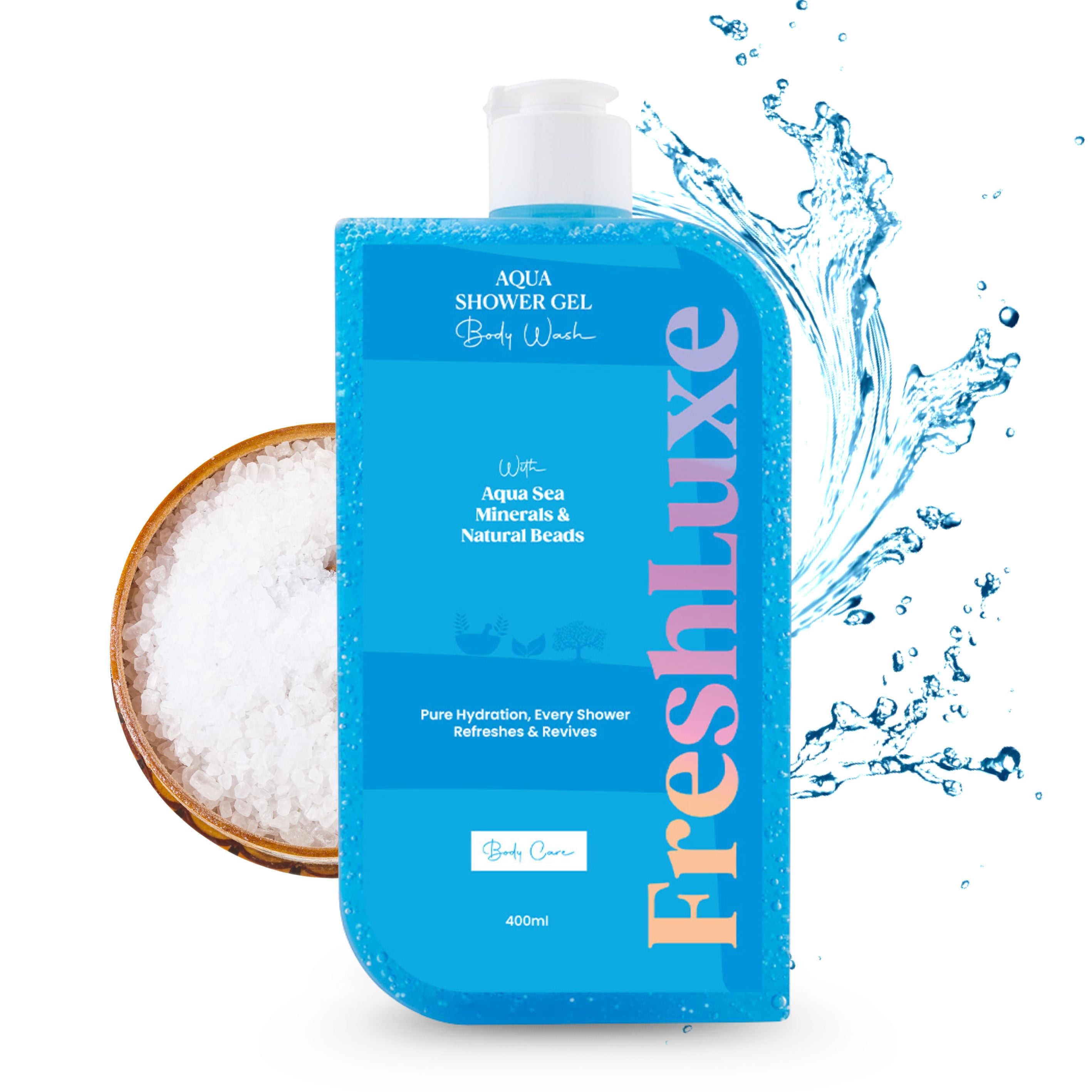 Aqua Essence Bodywash with Sea Salts & Scrub Beads | For Long-Lasting Freshness