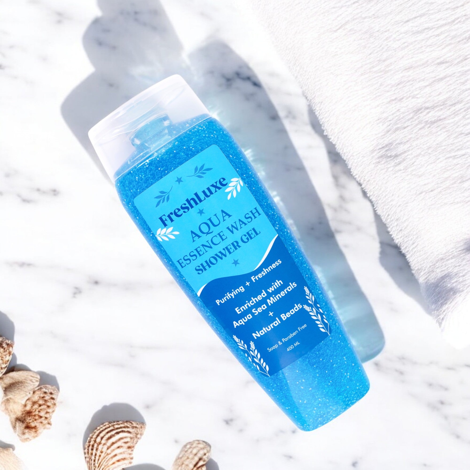 Aqua Essence Bodywash with Sea Salts & Scrub Beads | For Long-Lasting Freshness- 400ml