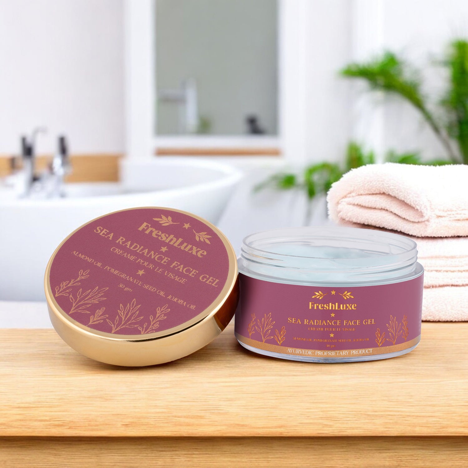 Sea Radiance Face Gel Cream for Hydration & Glow | Almond Oil, Pomegranate Seed Oil & Jojoba Oil- 50g