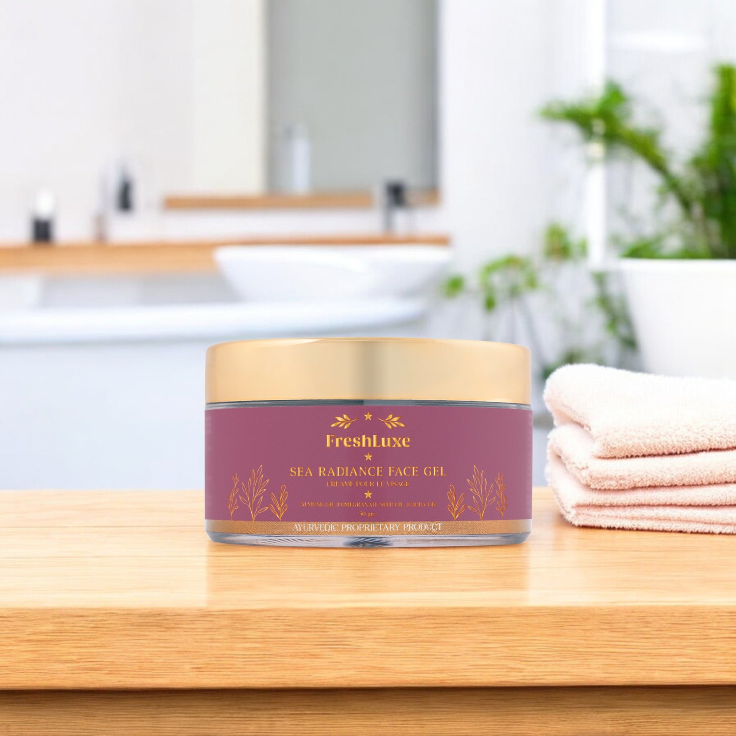 Sea Radiance Face Gel Cream for Hydration & Glow | Almond Oil, Pomegranate Seed Oil & Jojoba Oil- 50g