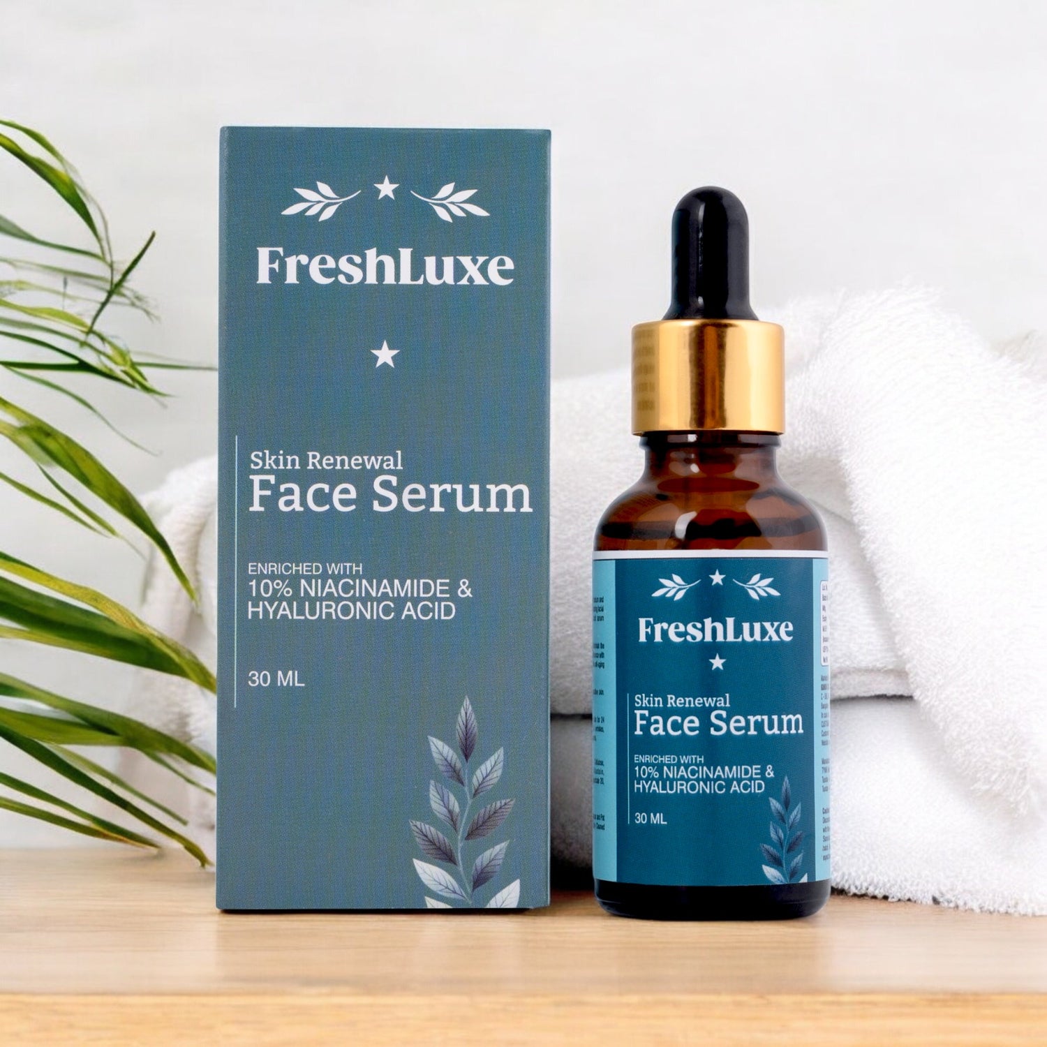 FreshLuxe Skin Renewal Face Serum | 10% Niacinamide & 1% Hyaluronic Acid | Hydrating & Brightening | Unisex | 30ml