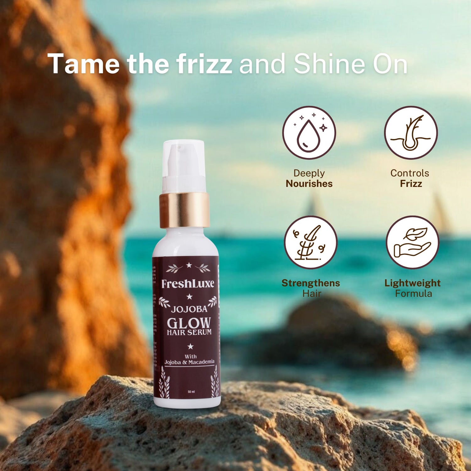 FreshLuxe Hair Serum | Jojoba & Macadamia | Shine & Frizz Free | Unisex | 50ml