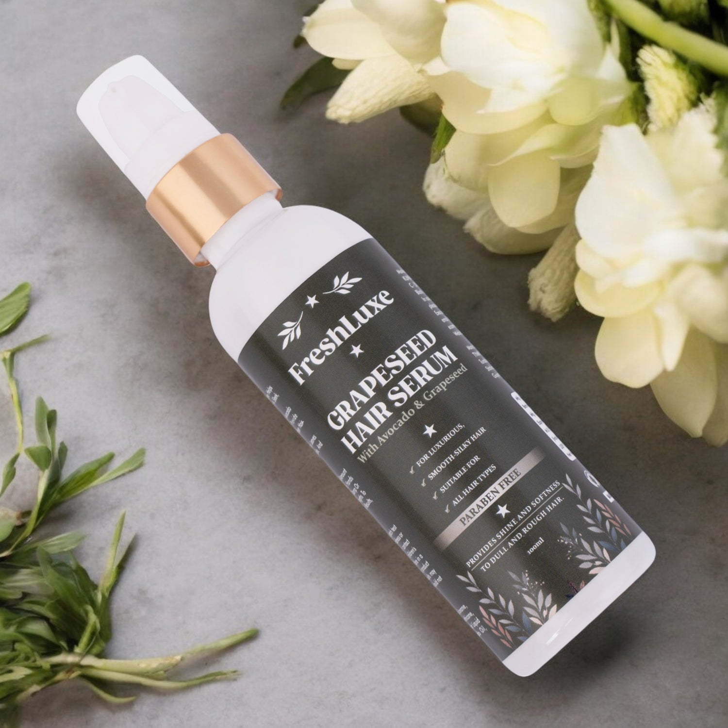 FreshLuxe Grape Seed Hair Serum | Avocado & Grape Seed Oil | Frizz Control & Dandruff-free | Unisex | 100ml