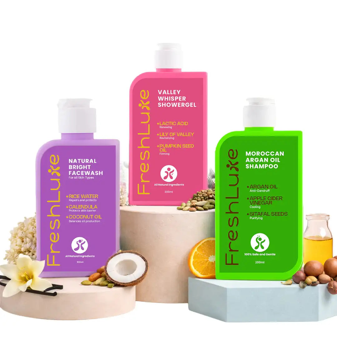 FreshLuxe Anti-Aging for Skin & Hair | AYUSH-Approved | Combo with Rice Water, Lactic Acid & Argan Oil 200ml