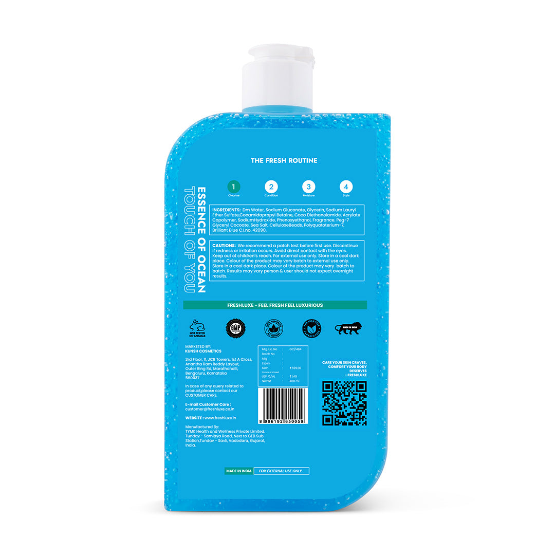Aqua Essence Bodywash with Sea Salts & Scrub Beads | For Long-Lasting Freshness