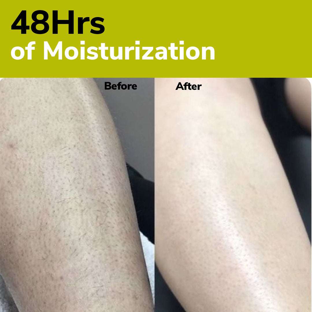 Before and after comparison of moisturized skin on a person&