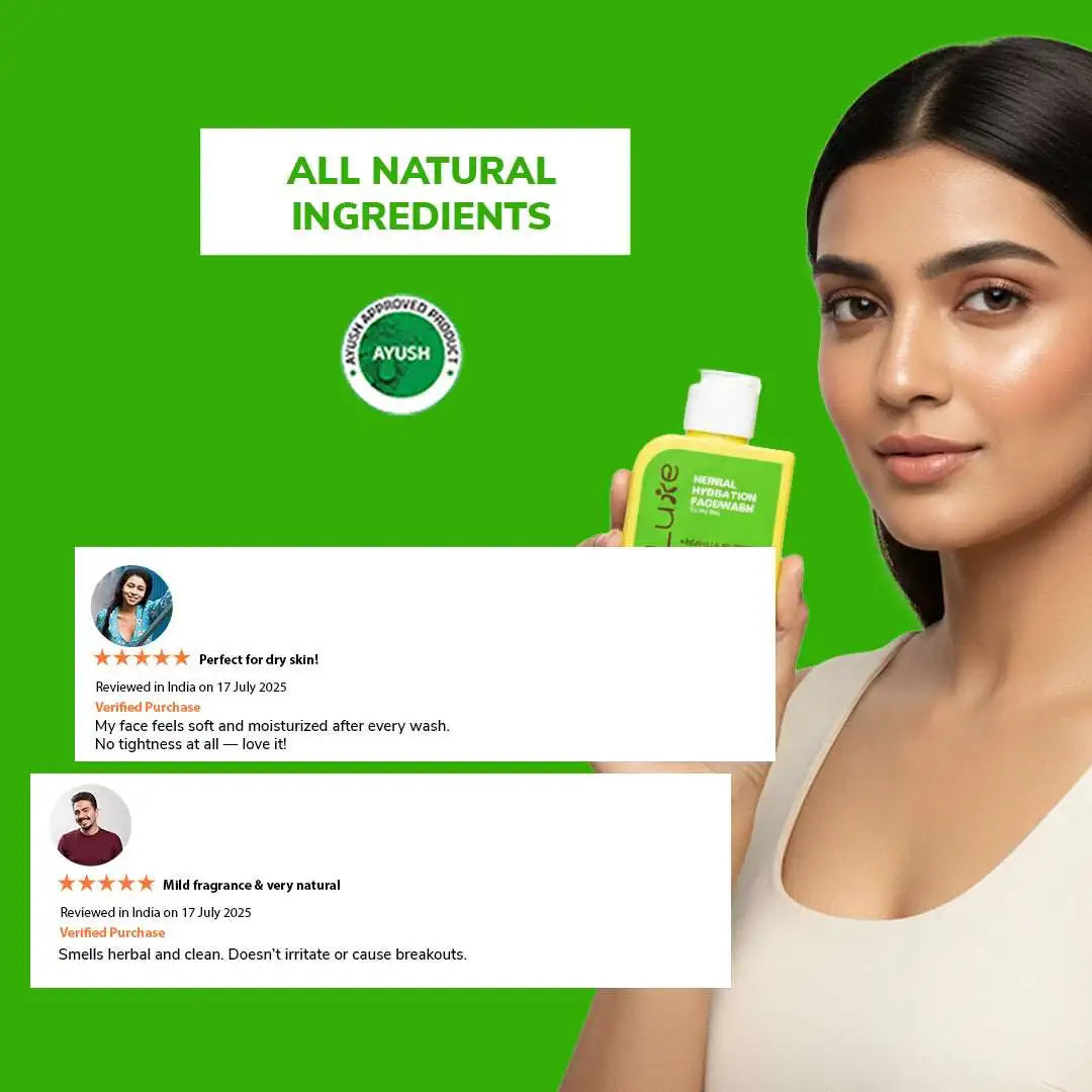 Herbal Hydration Facewash | Deeply Moisturizing & Soothing Cleanser with Aloe and Jojoba Oil | 100 ml