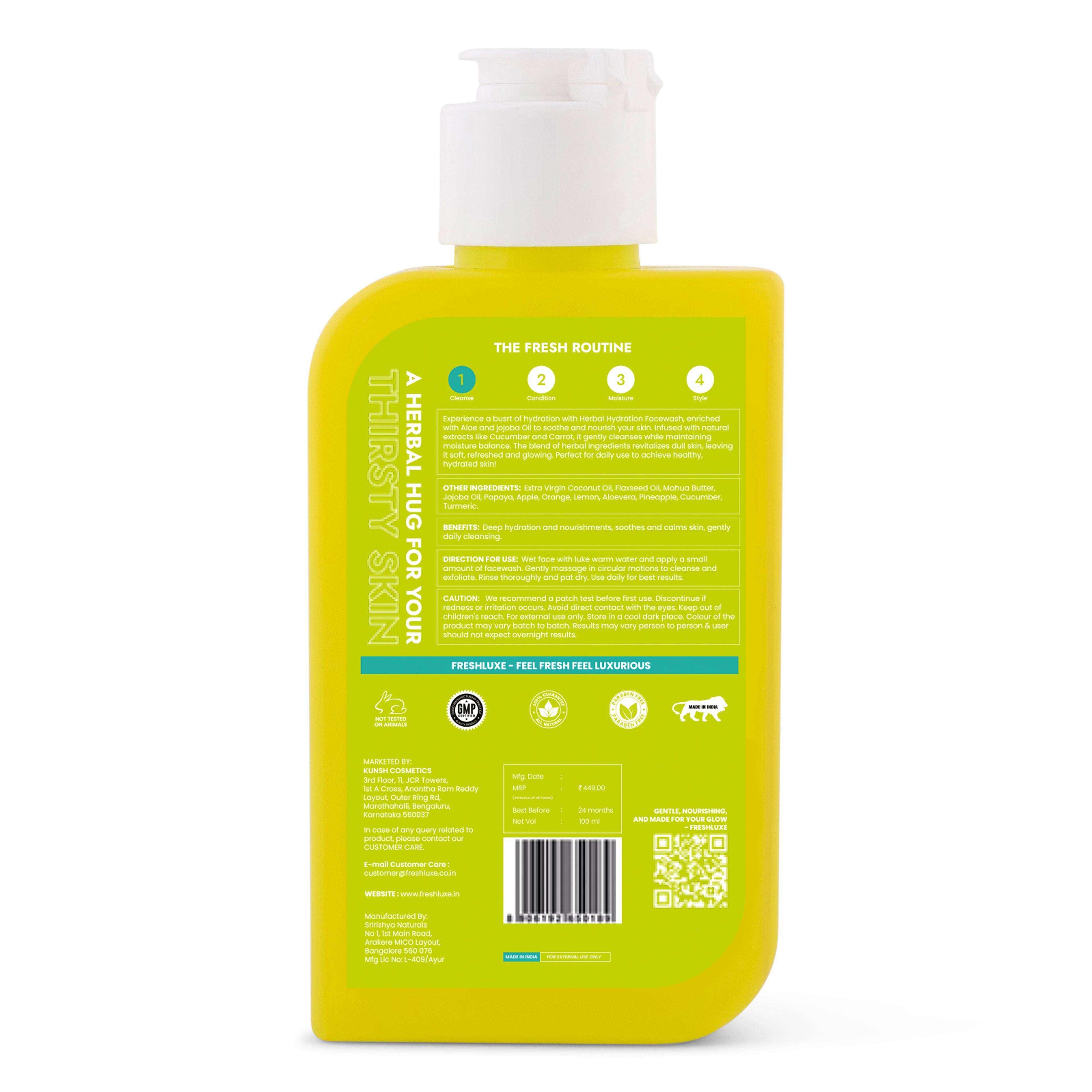 Herbal Hydration Facewash | Aloe Vera & Neem | Gentle Cleanse & Deep Moisture- 100ml