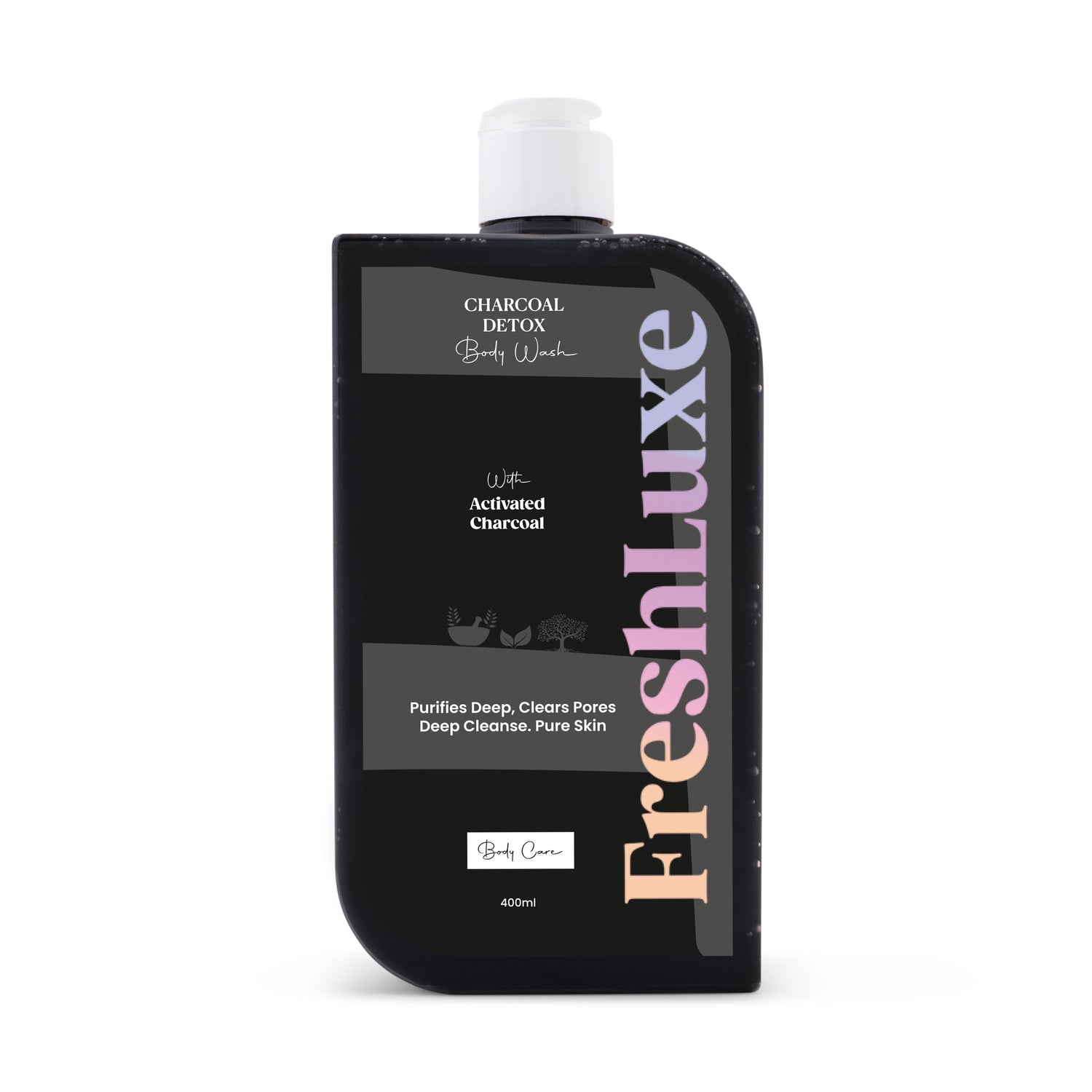FreshLuxe Activated Charcoal Body Wash | Deep Cleansing & Acne Control with Aloe Vera | Detox Shower Gel