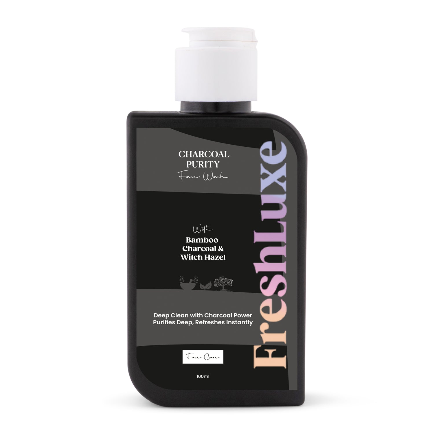 FreshLuxe Charcoal Purity Face Wash | Fights Acne, Pimples & Impurities | Bamboo Charcoal & Witch Hazel | Cleanser for Men & Women | All Skin Types