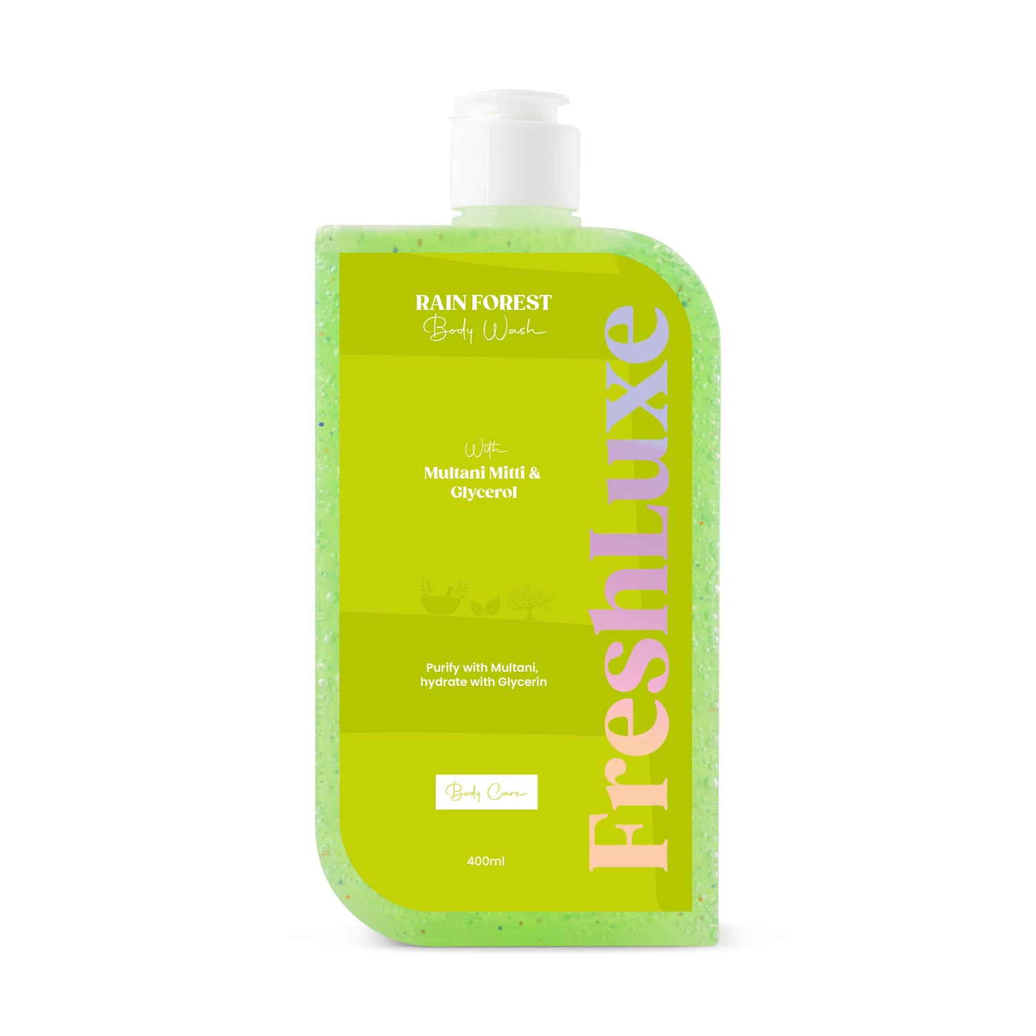 FreshLuxe Rain Forest Body Wash & Shower Gel | Infused with 1% Saligaurd PCG, Glycerol & Multani Mitti | Acne Control & Cleansing | Paraben & SLS Free | Rain Bath Scent