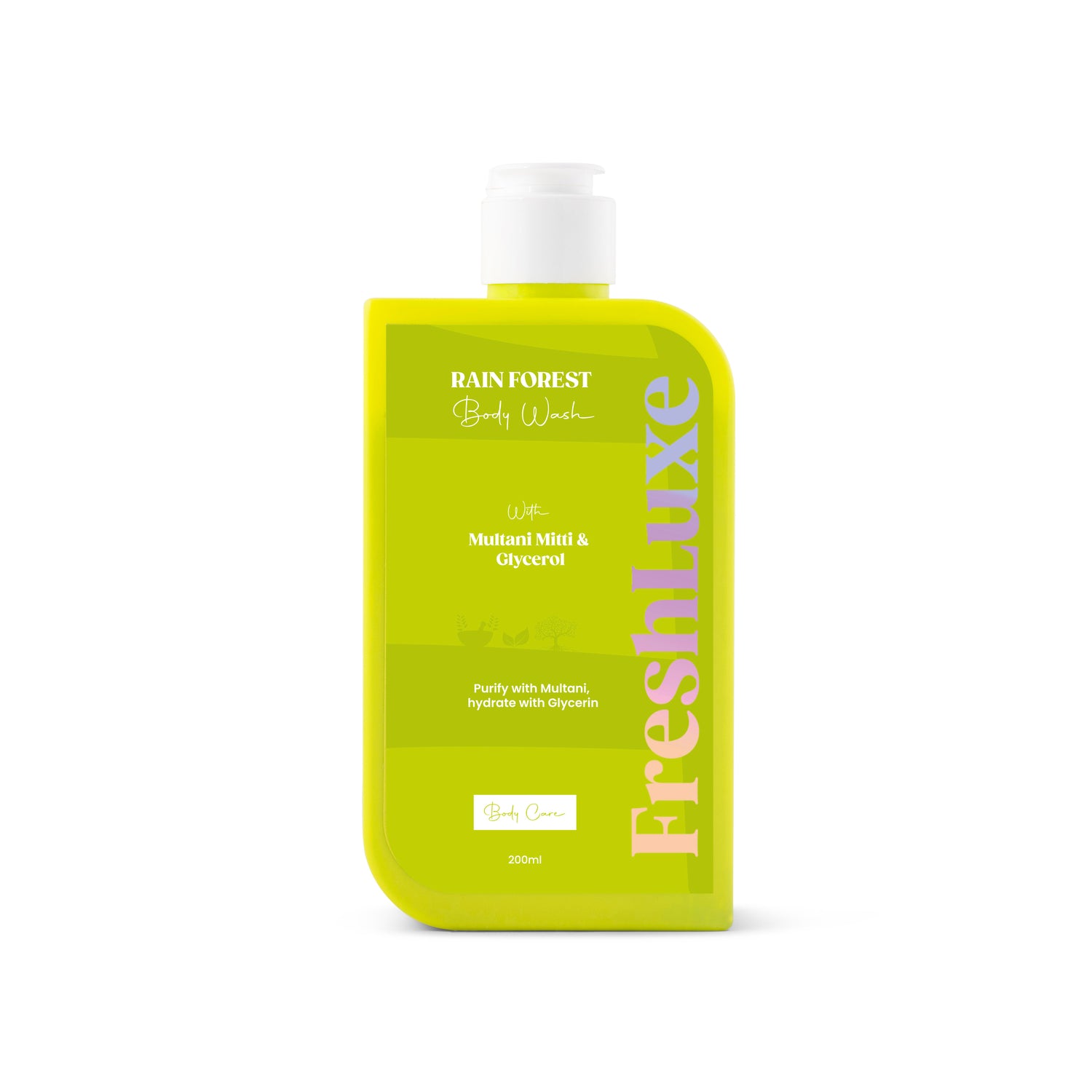 FreshLuxe Rain Forest Body Wash & Shower Gel | Infused with 1% Saligaurd PCG, Glycerol & Multani Mitti | Acne Control & Cleansing | Paraben & SLS Free | Rain Bath Scent