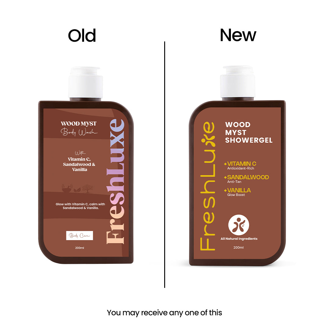 FreshLuxe Wood Myst Body Wash | Reduces Uneven Skin Tone & Dullness | Vanilla Scent | 200 ml | 400 ml