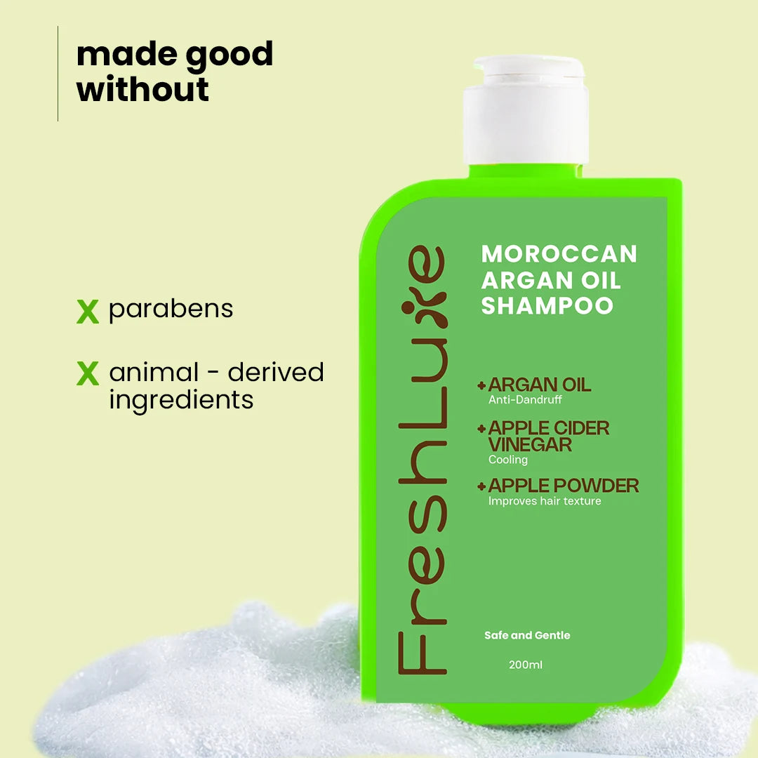 Moroccan Argan & Apple Cider Shampoo | Deep Moisturization, Smooth & Lustrous Hair 200 ml