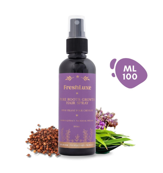 FreshLuxe Pure Roots Growth Hair Spray | Bamboo Extract, Nagkesar & Priyangu | Strengthen, Nourish & Revitalize | Unisex | 100ml