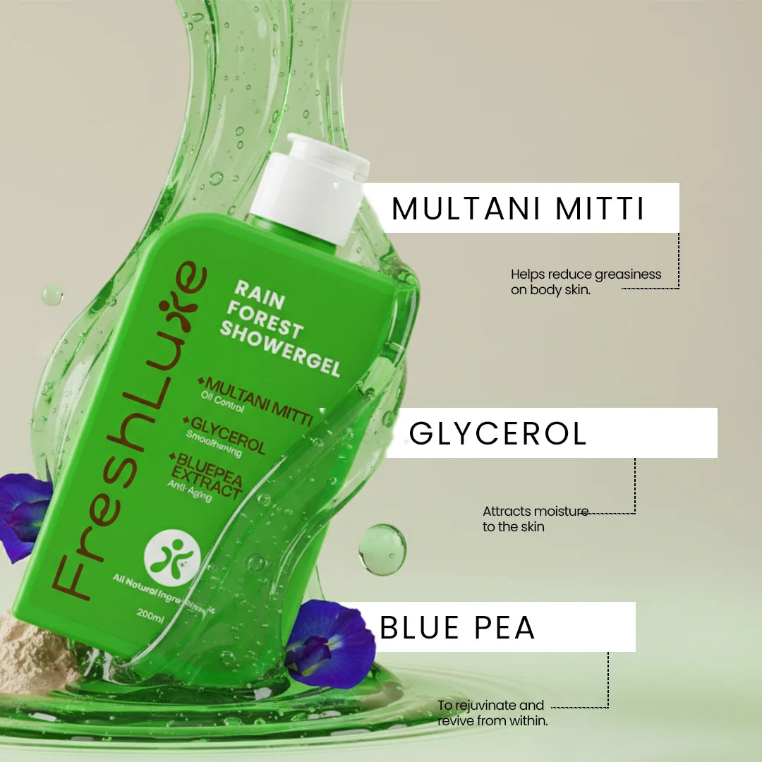 FreshLuxe Rain Forest Body Wash | Paraben & SLS Free | Rain Bath Scent | 200 ml | 400 ml
