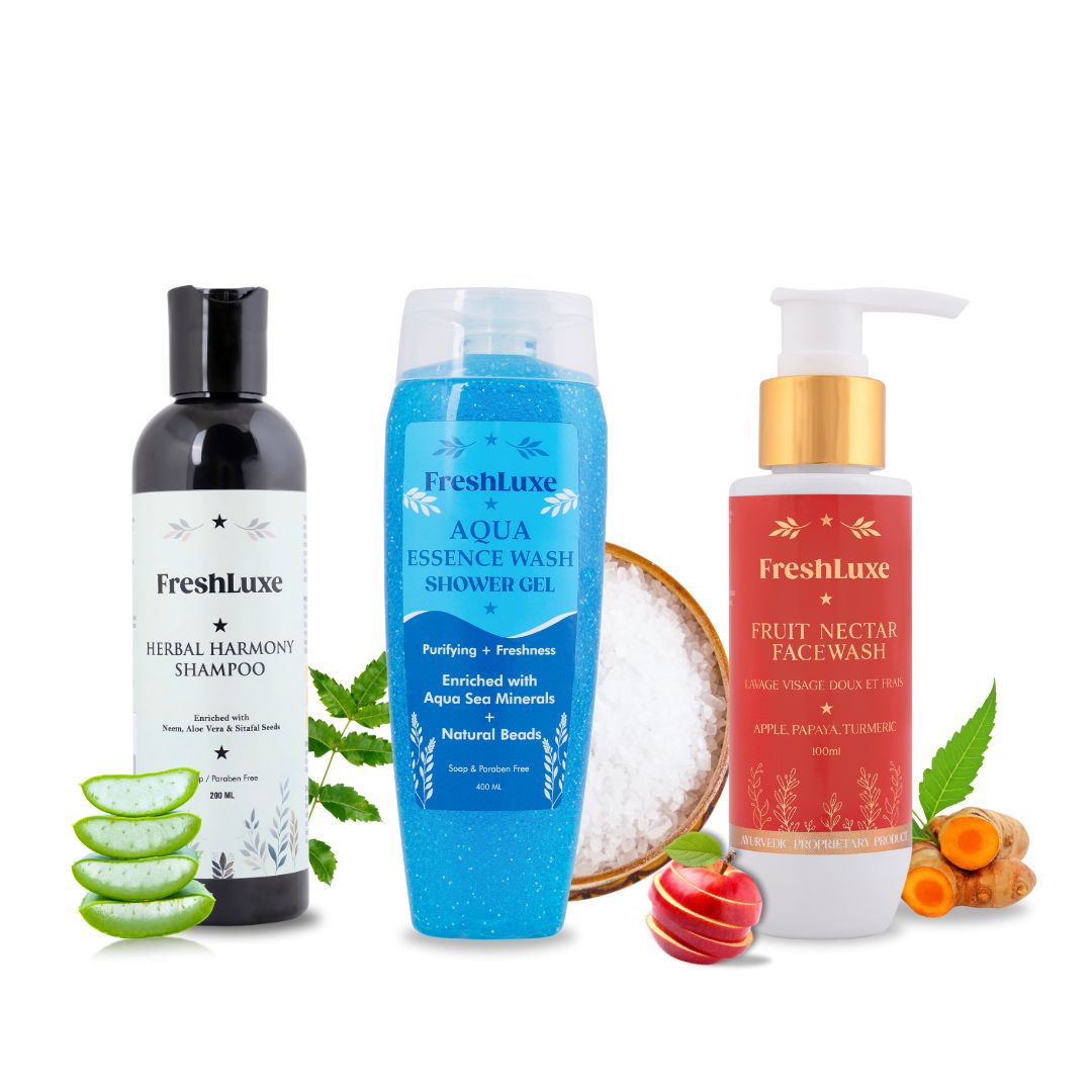 Herbal Harmony Shampoo, Fruit Nectar Facewash & Aqua Essence Bodywash