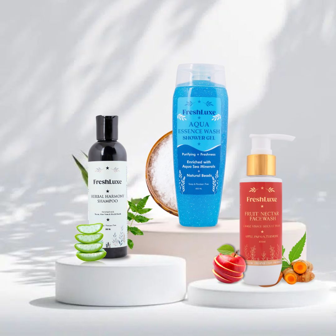 Herbal Harmony Shampoo, Fruit Nectar Facewash & Aqua Essence Bodywash
