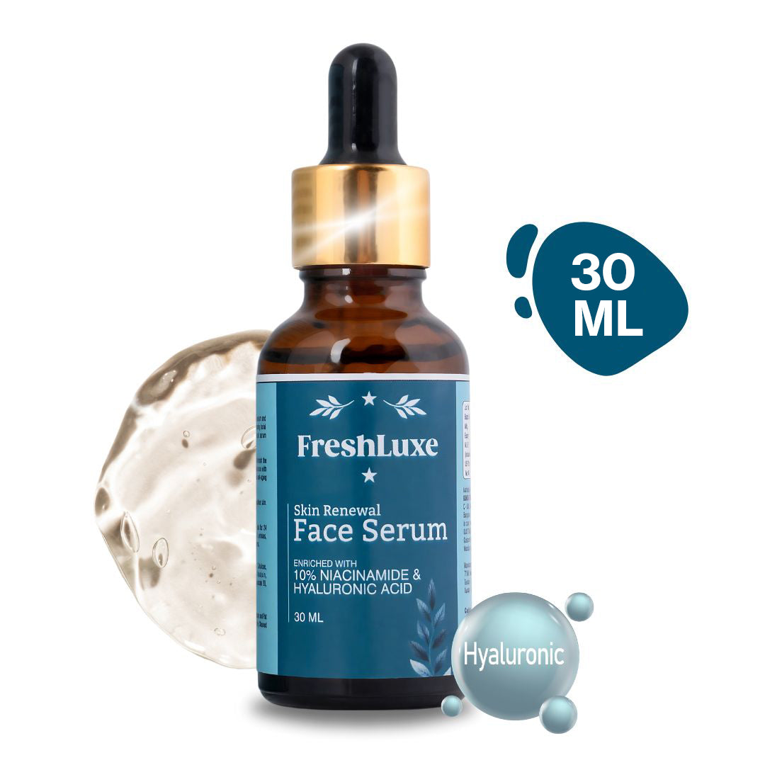 FreshLuxe Skin Renewal Face Serum | 10% Niacinamide & 1% Hyaluronic Acid | Hydrating & Brightening | Unisex | 30ml