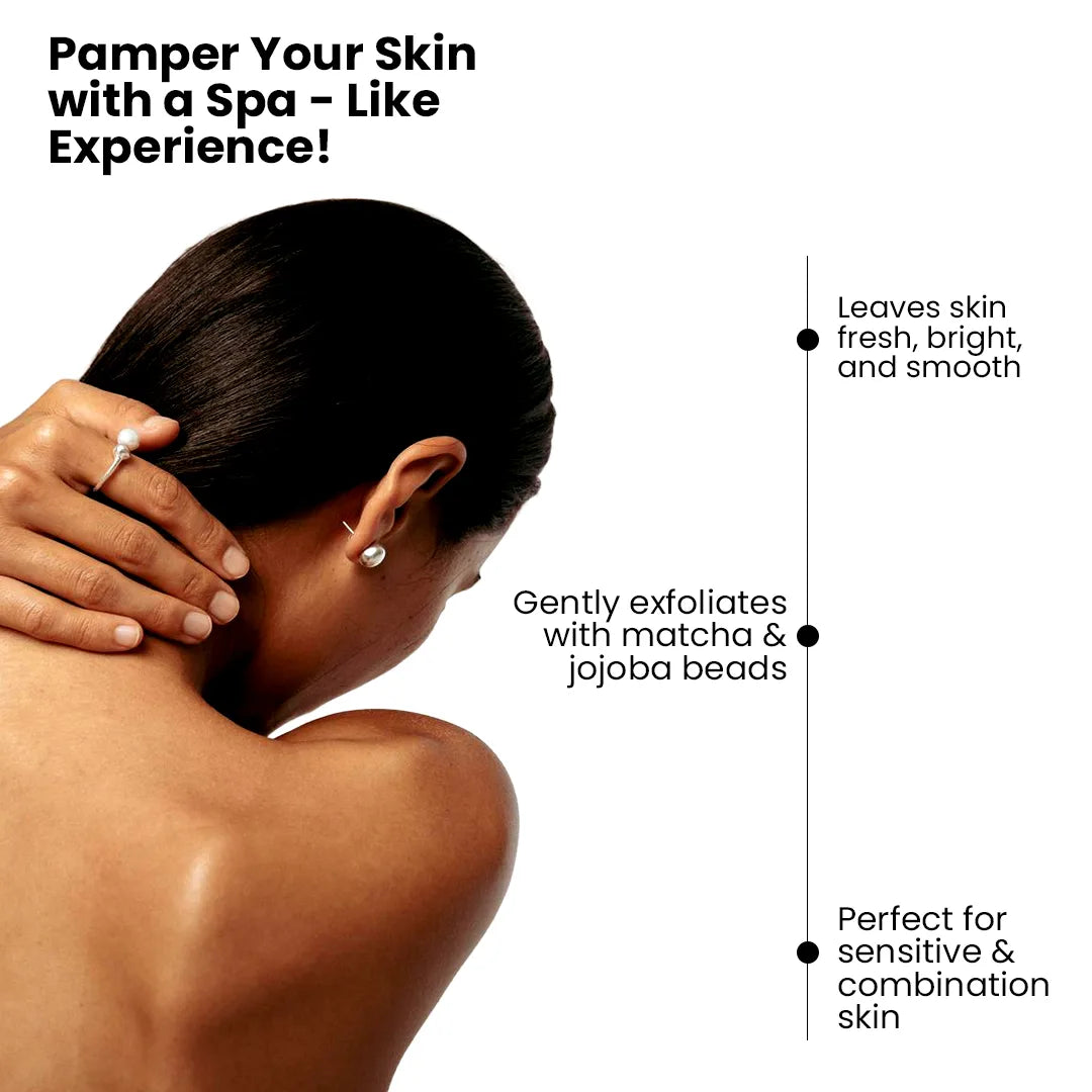 Green Tea Matcha Face & body Scrub | Vitamin C & Lactic Acid for Detan, Uneven Skin Tone & Skin Purification | 200gm