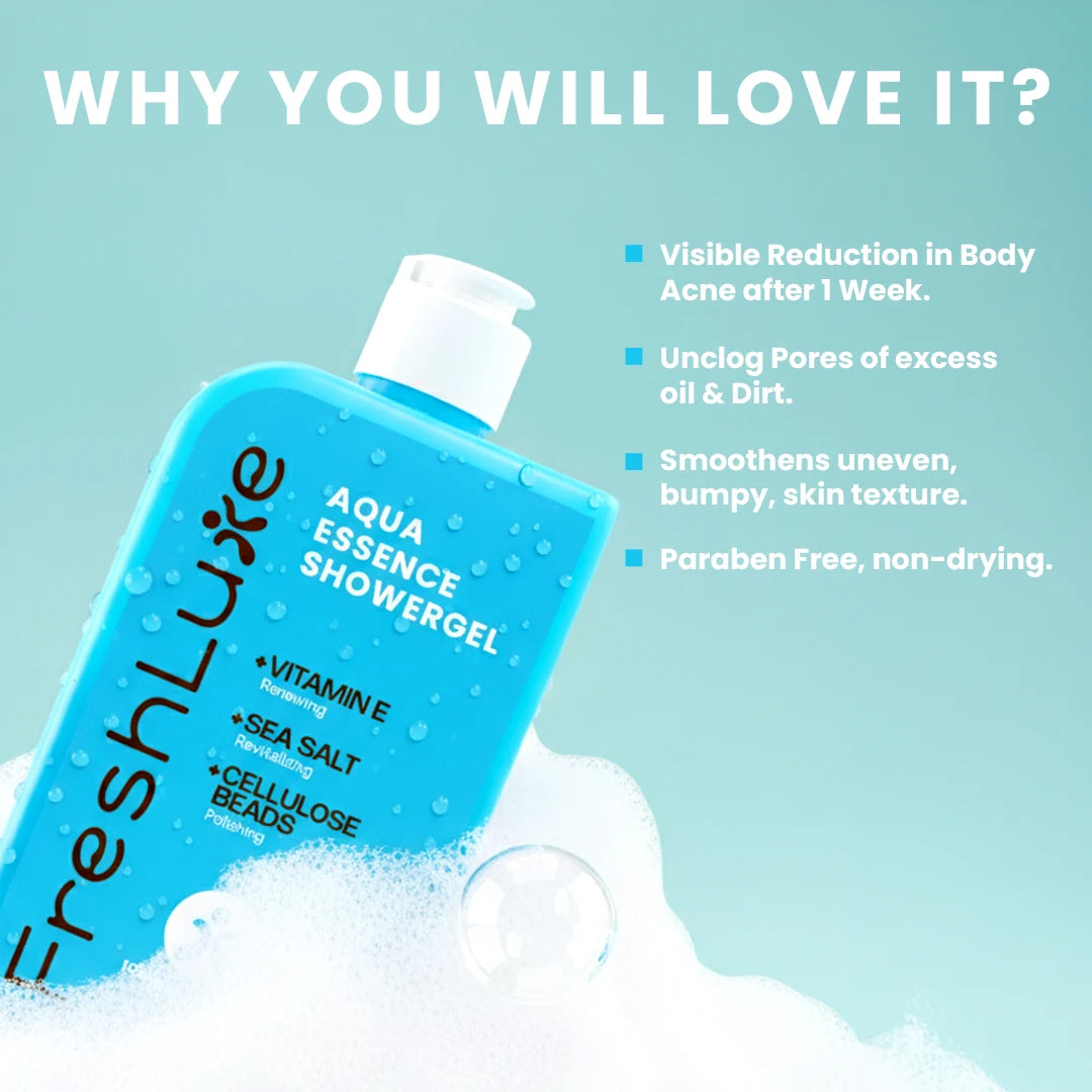 FreshLuxe Aqua Essence Shower Gel | Deep Hydration & All-Day Freshness | 200 ml | 400 ml