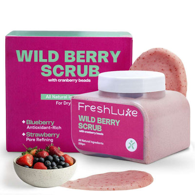 Wild Berries Face & Body Scrub | Vitamin E for Tan, Dead Skin Removal & Exfoliation | 200gm