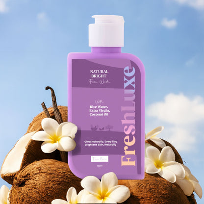 Natural Bright Facewash with Rice Water &amp; Extra Virgin Coconut Oil | For Deep Cleansing &amp; Naturally Bright Skin- 100ml