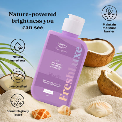 Natural Bright Facewash with Rice Water &amp; Extra Virgin Coconut Oil | For Deep Cleansing &amp; Naturally Bright Skin- 100ml