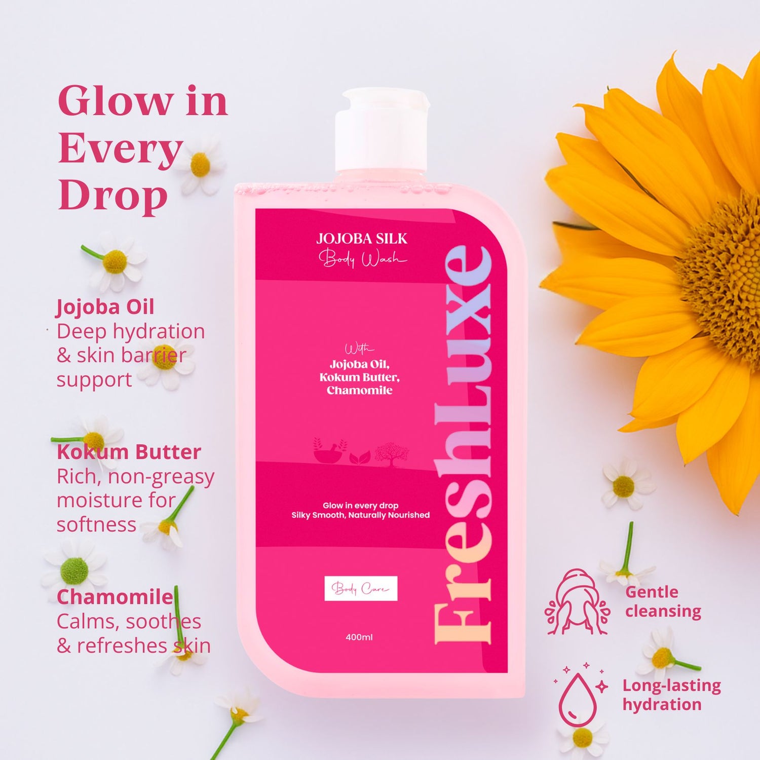 Jojoba Silk Bodywash for Sensitive Skin | With Kokum Butter &amp; Chamomile- 200ml