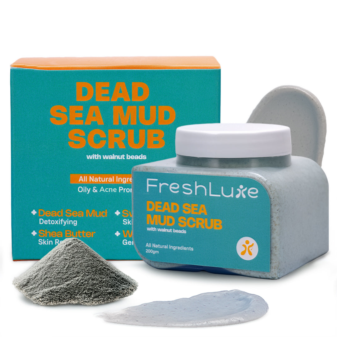 Dead Sea Mud Face &amp; Body Scrub | Lactic Acid for Detan, Exfoliation &amp; Skin Brightening | 200gm