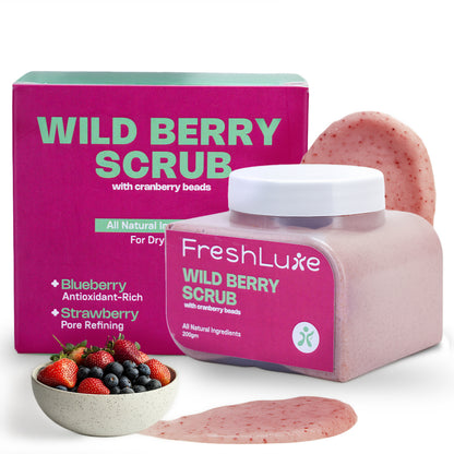Wild Berries Face &amp; Body Scrub | Vitamin E for Tan, Dead Skin Removal &amp; Exfoliation | 200gm