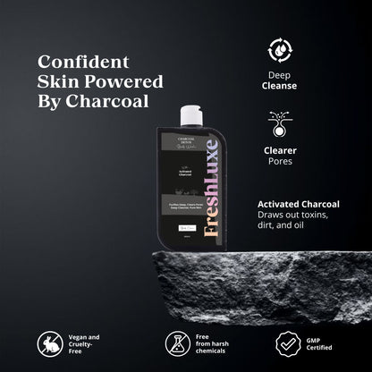 FreshLuxe Activated Charcoal Body Wash | Deep Cleansing &amp; Acne Control with Aloe Vera | Detox Shower Gel