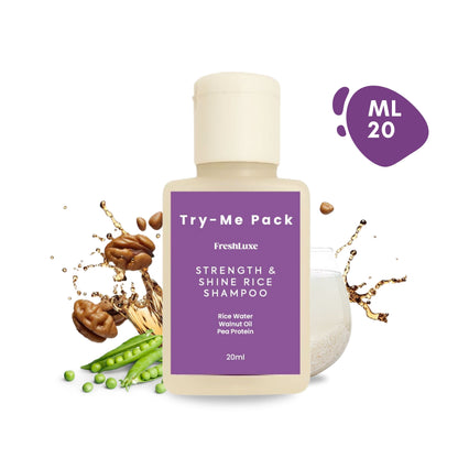 Strength &amp; Shine Rice Water Shampoo with Walnut Oil &amp; Pea Protein | For All Hair Types- 15 ml