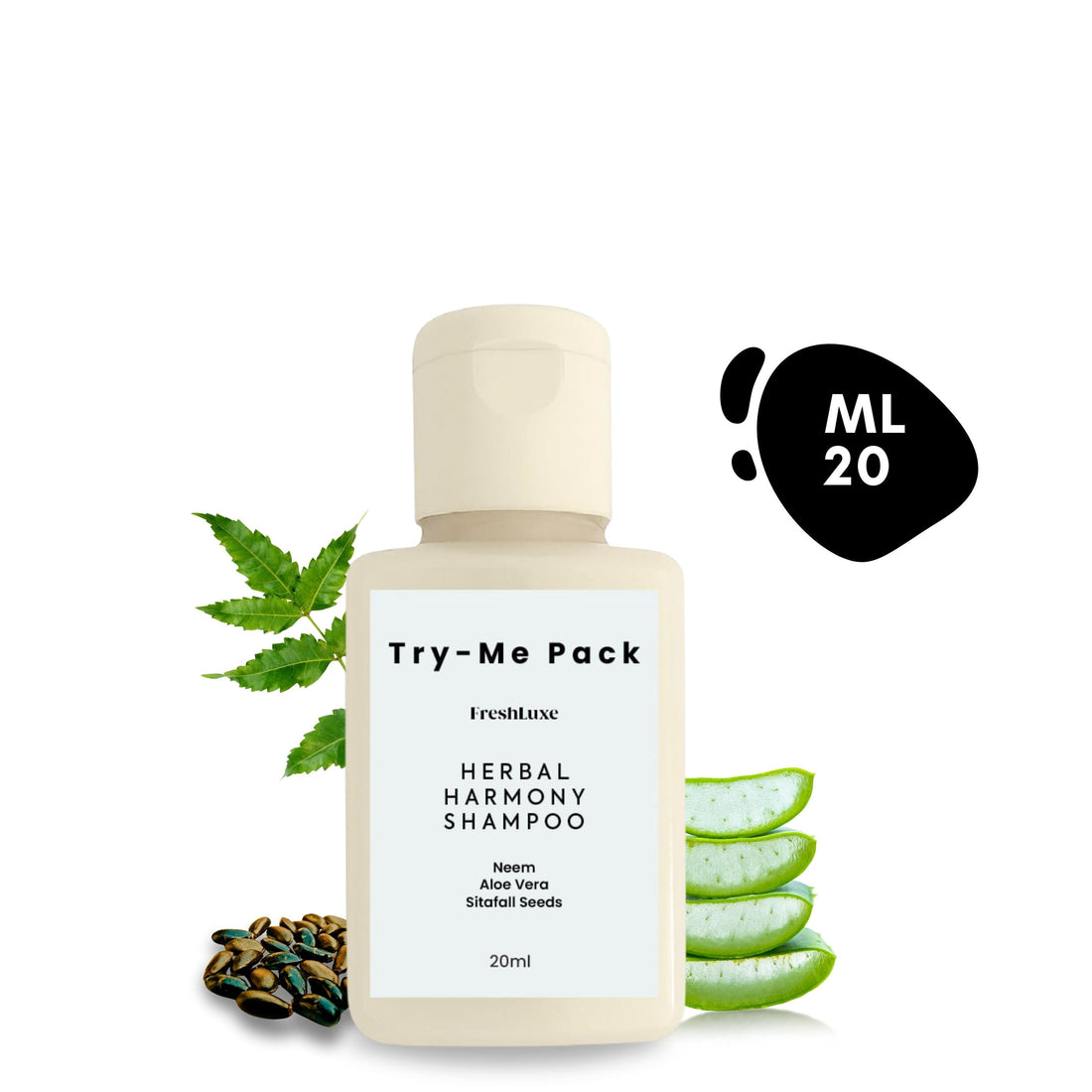 🎁 Herbal Harmony Shampoo with Neem, Aloe Vera &amp; Sitaphal Seeds | Reduces Dandruff &amp; Prevents Breakage- 20ml (100% off)