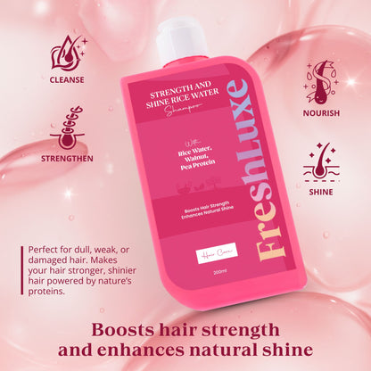 Strength &amp; Shine Rice Water Shampoo with Walnut Oil &amp; Pea Protein | For All Hair Types- 200ml