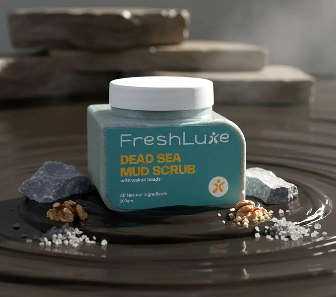 Dead Sea Mud Face &amp; Body Scrub | Lactic Acid for Detan, Exfoliation &amp; Skin Brightening | 200gm