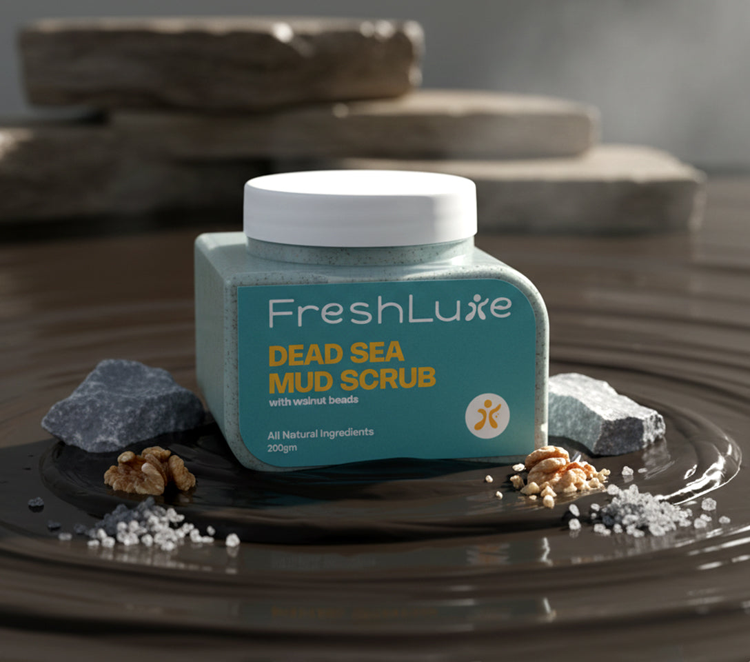 Dead Sea Mud Face &amp; Body Scrub | Lactic Acid for Detan, Exfoliation &amp; Skin Brightening | 200gm